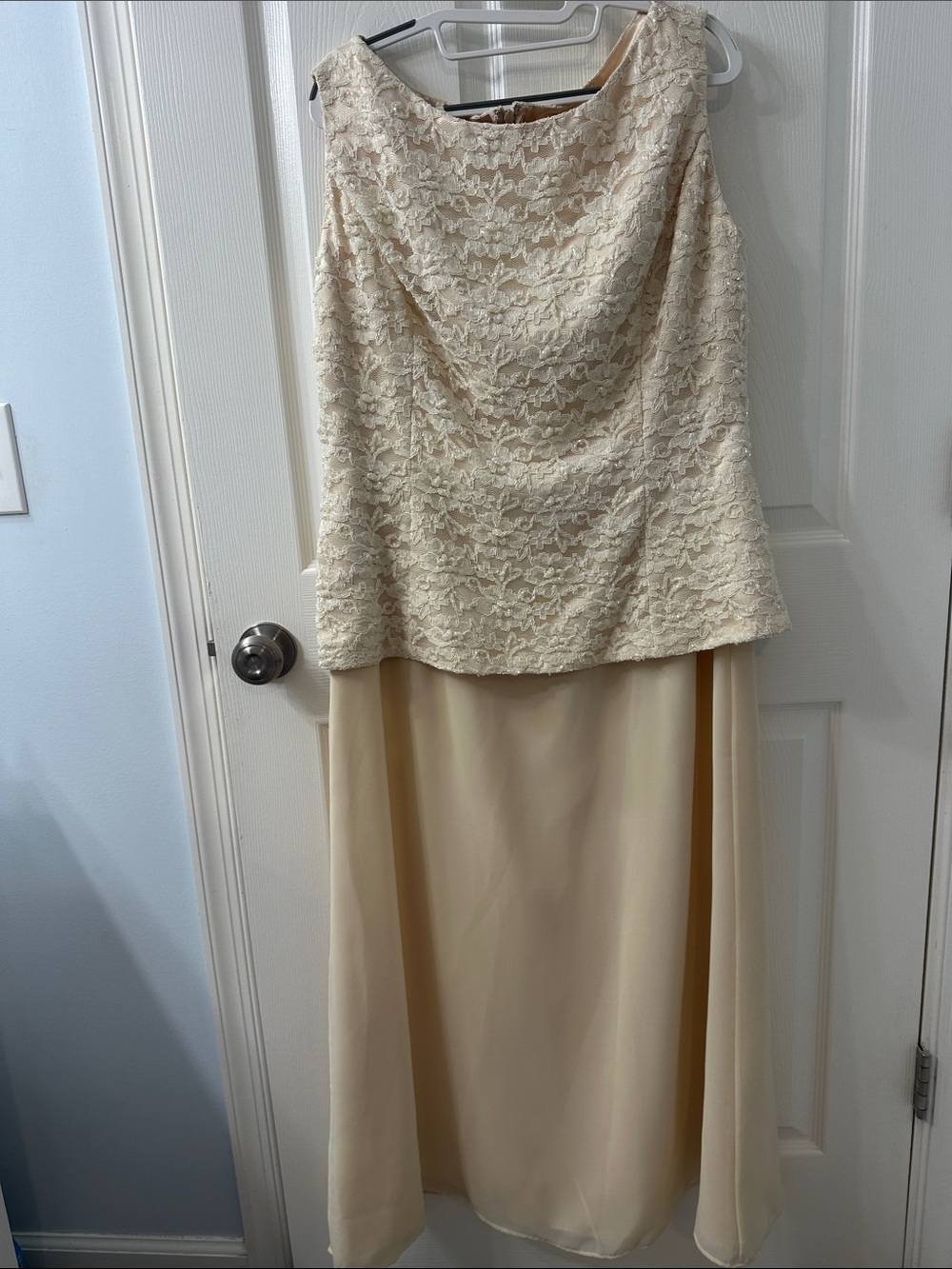Beaded Lace Formal or Mother of Bride Dress Cassandra Stone Cream Size 18 W